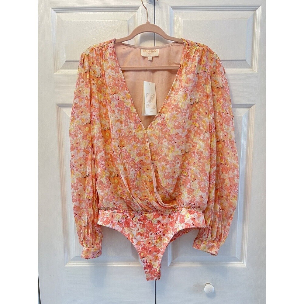 Rococo Sand Faye Bodysuit Womens Large Peach NWT  Msrp‎ $249